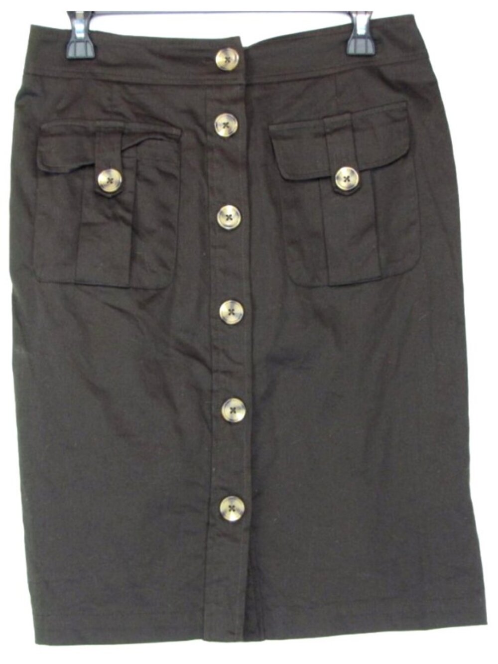 SALE! Buttons Cargo Brown Pencil Knee Skirt